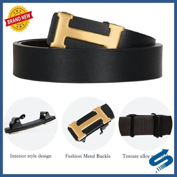 Leather Dress Belt with Automatic Buckle for Business Formal Wear main image 7